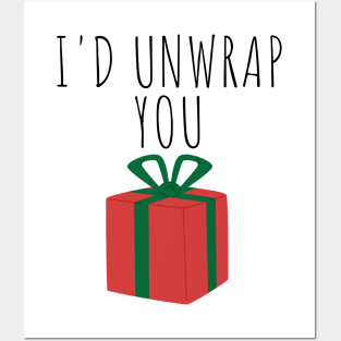 I'd Unwrap You. Christmas Humor. Rude, Offensive, Inappropriate Christmas Design In Black Posters and Art